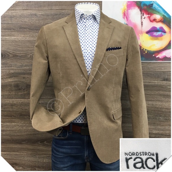 NORDSTROM Mens Corduroy Blazer Sport Coat Casual Jacket Size 46R Two Button Suit